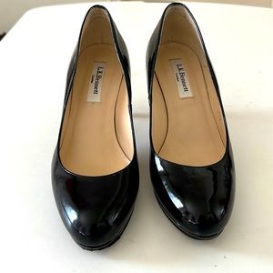L.K. Bennett Black Patent Pumps EUC